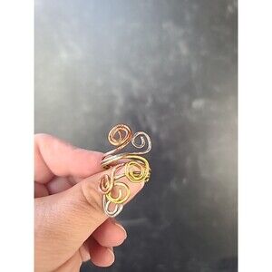 Vintage Tricolored Metal Wire Wrap Statement Ring, SIZE US 6